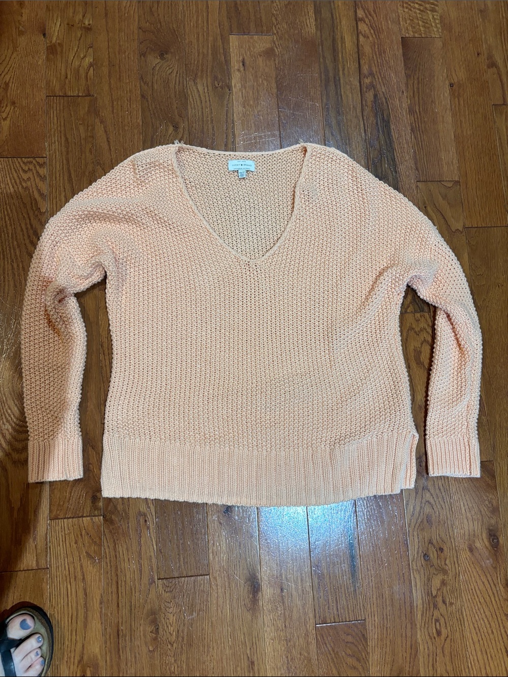 Lucky Brand Peach V-Neck Knit Sweater